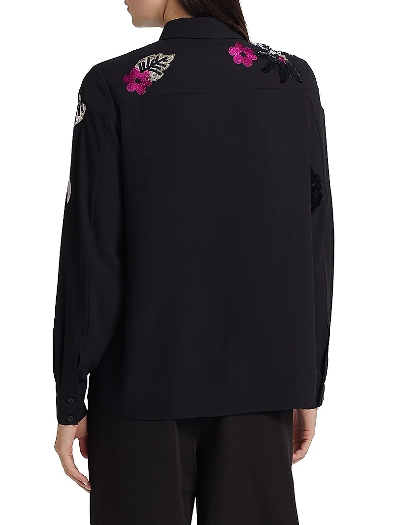 Bailey Floral Embellished Button-Front Blouse