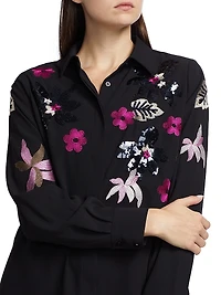 Bailey Floral Embellished Button-Front Blouse