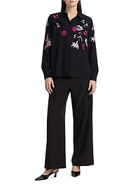 Bailey Floral Embellished Button-Front Blouse