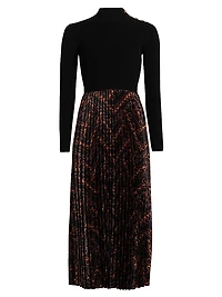 The Mave Mixed-Media Gilded Chain Print Sweater Dress