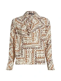 The Ciaran Gilded Chain Printed Draped Blouse