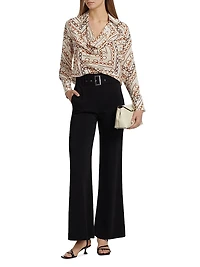 The Ciaran Gilded Chain Printed Draped Blouse