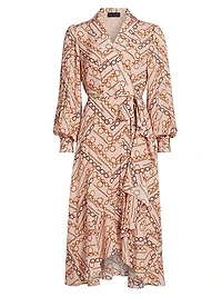 The Linnea Gilded Chain Print Midi-Dress