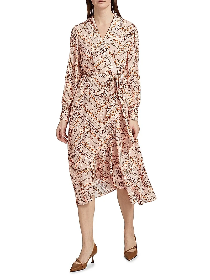 The Linnea Gilded Chain Print Midi-Dress