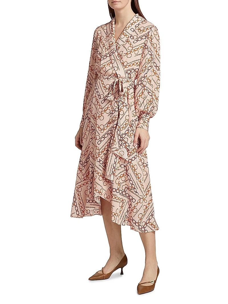 The Linnea Gilded Chain Print Midi-Dress