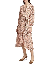 The Linnea Gilded Chain Print Midi-Dress