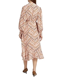 The Linnea Gilded Chain Print Midi-Dress