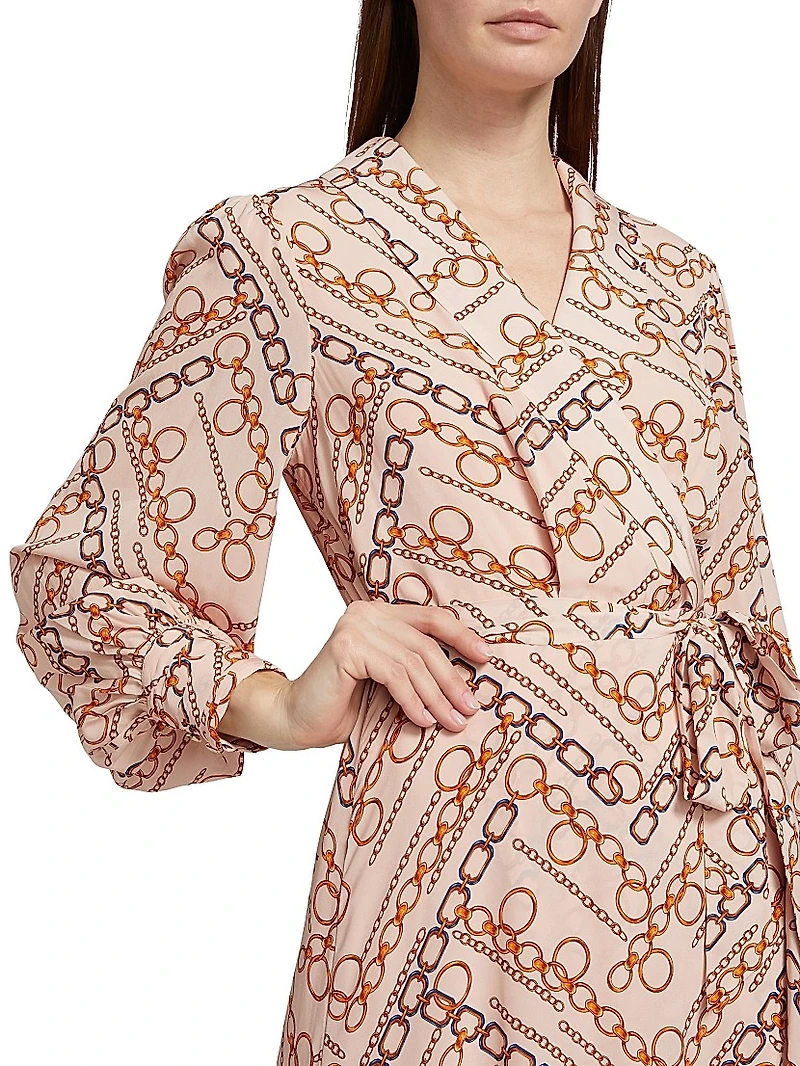 The Linnea Gilded Chain Print Midi-Dress