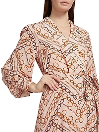 The Linnea Gilded Chain Print Midi-Dress