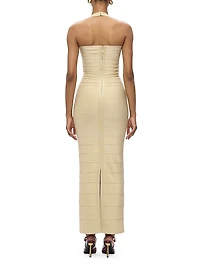 Iris Metallic Bandage Halter Gown