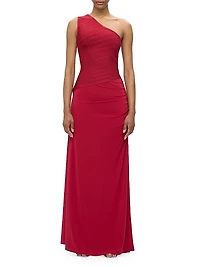 Camellia Bandage One-Shoulder Gown