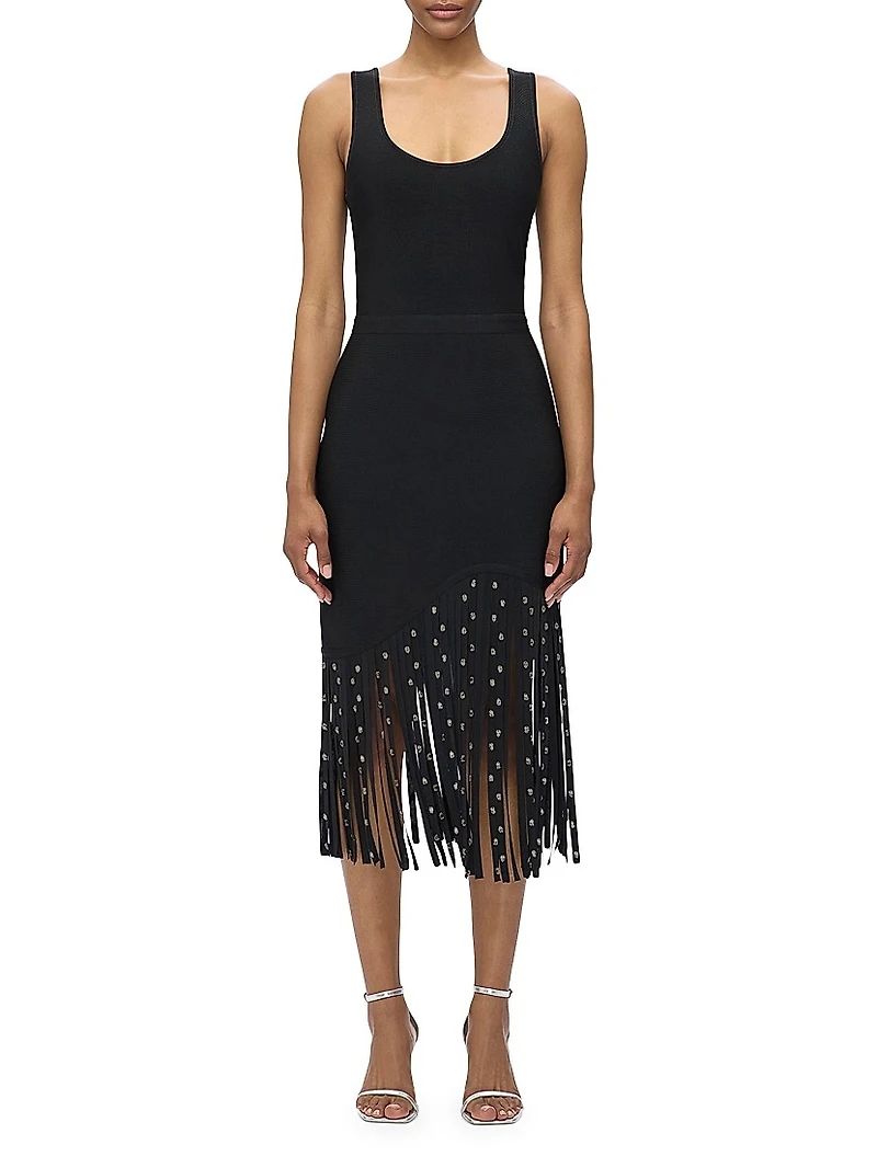 Reagan Hardware Fringe Midi-Dress