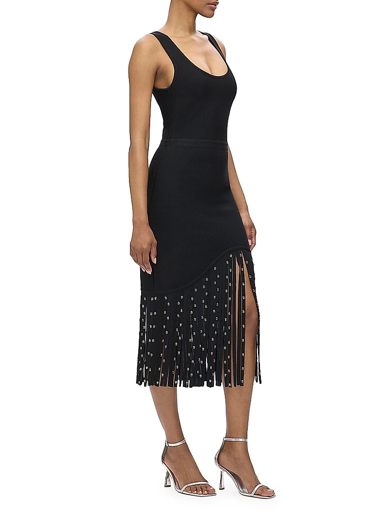 Reagan Hardware Fringe Midi-Dress