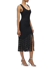 Reagan Hardware Fringe Midi-Dress