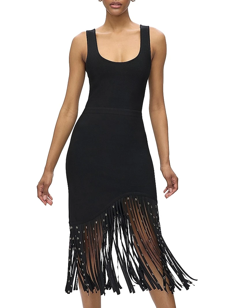 Reagan Hardware Fringe Midi-Dress