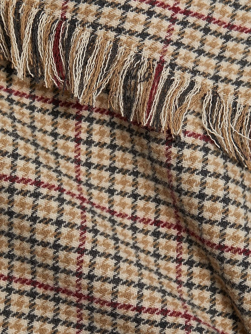 Check Wool-Blend Wrap Miniskirt