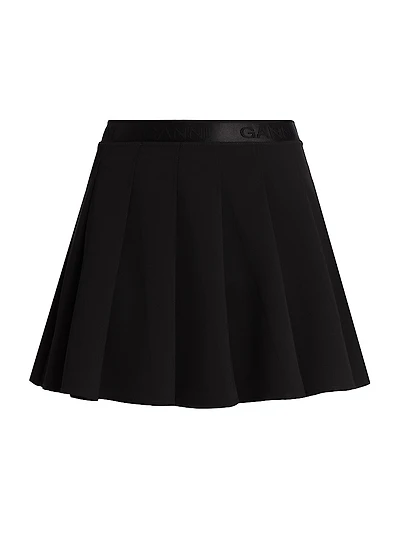Logo Pleated Twill Miniskirt