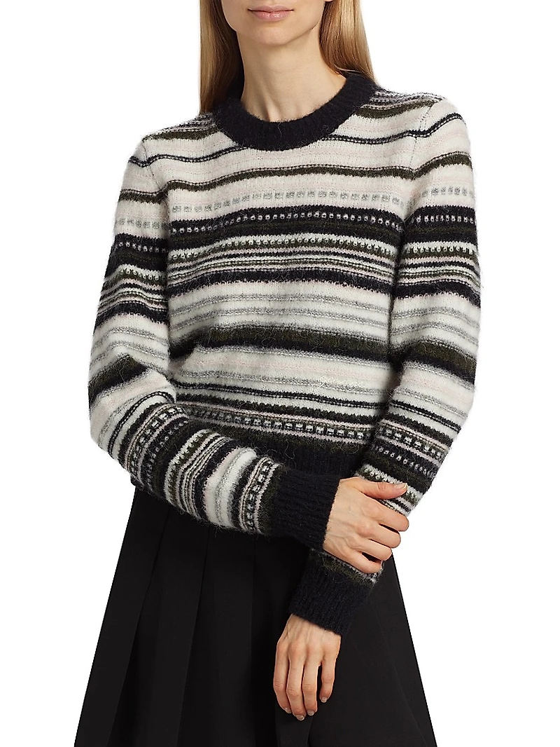 Striped Alpaca-Blend Crewneck Sweater