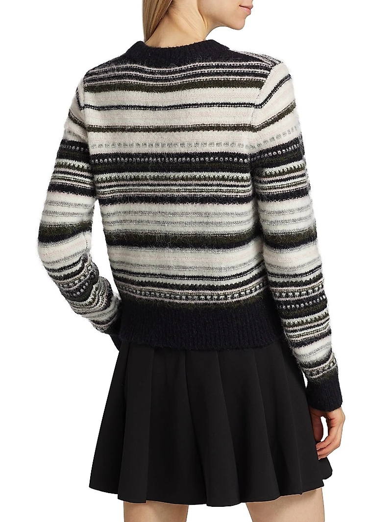 Striped Alpaca-Blend Crewneck Sweater