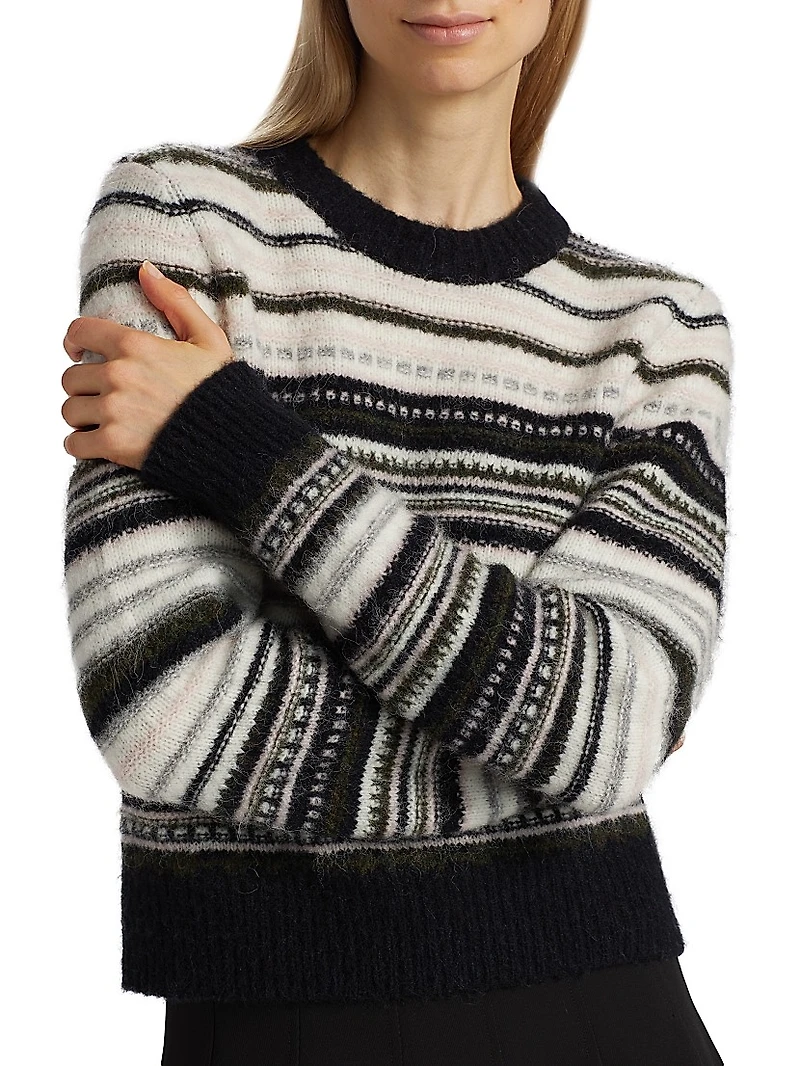 Striped Alpaca-Blend Crewneck Sweater