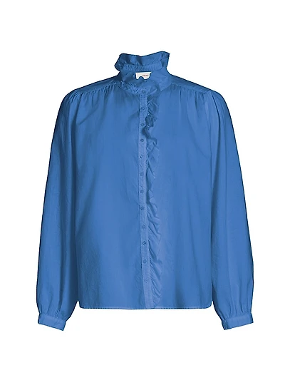 Nicholson Cotton Ruffle-Neck Shirt