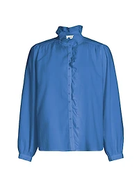 Nicholson Cotton Ruffle-Neck Shirt