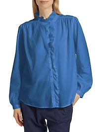 Nicholson Cotton Ruffle-Neck Shirt