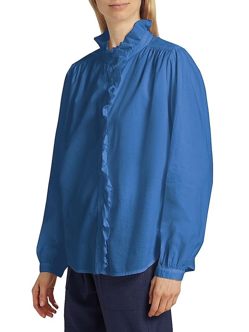 Nicholson Cotton Ruffle-Neck Shirt