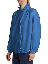 Nicholson Cotton Ruffle-Neck Shirt