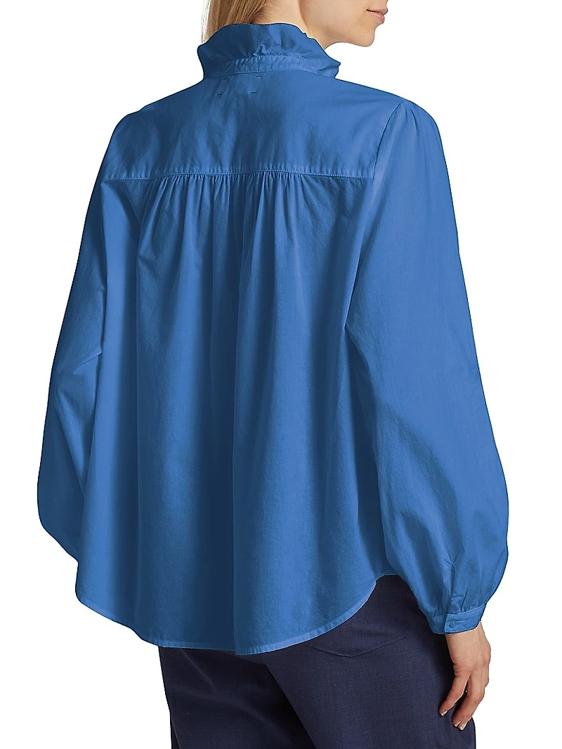 Nicholson Cotton Ruffle-Neck Shirt