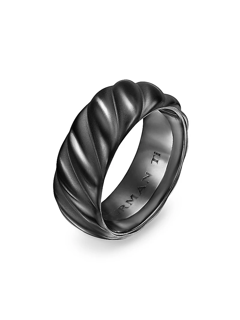 Sculpted Cable Band Ring Black Titanium