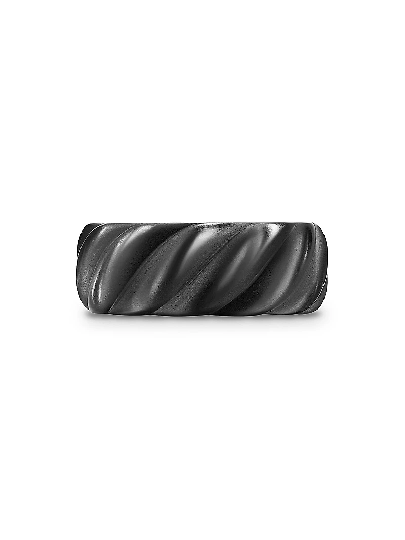 Sculpted Cable Band Ring Black Titanium