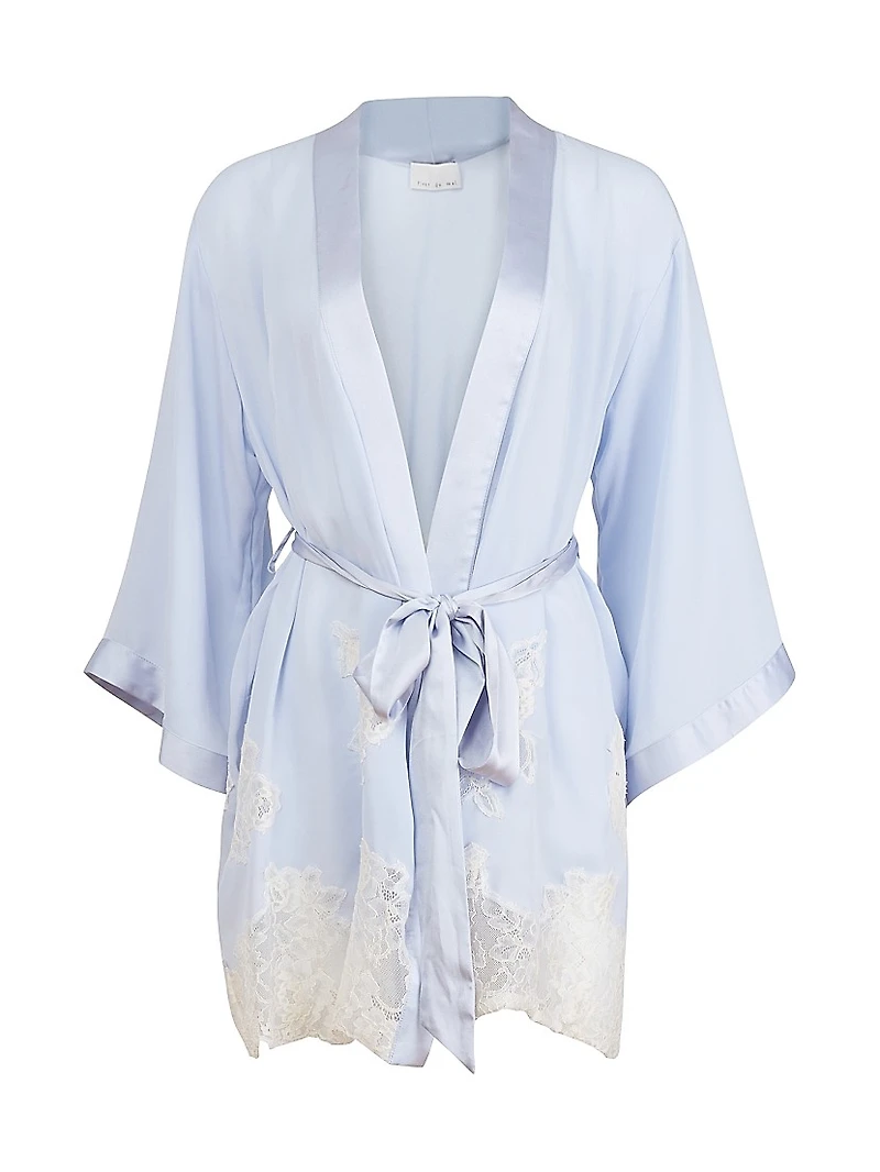 Lace Appliqué Silk-Blend Robe