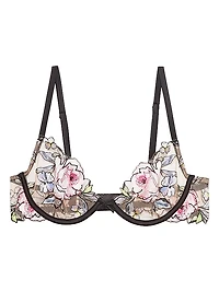 Fidelia Floral Embroidered Silk-Tulle Demi Bra