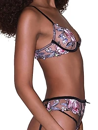 Fidelia Floral Embroidered Silk-Tulle Demi Bra