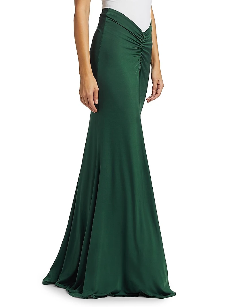 Ruched Jersey Maxi-Skirt