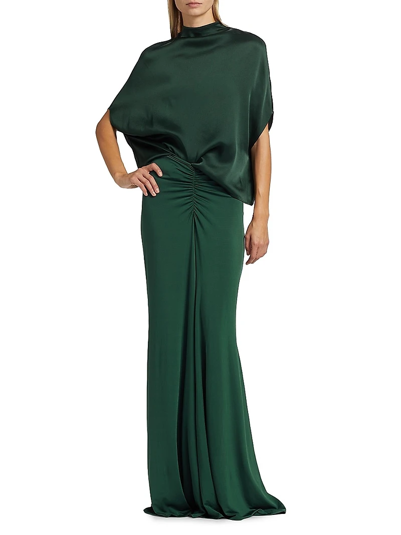 Ruched Jersey Maxi-Skirt
