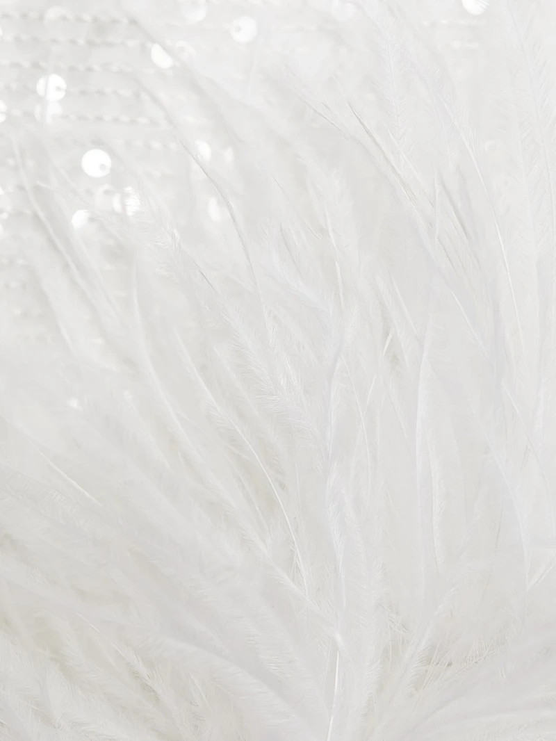 Sequin Ostrich-Feather Shift Dress