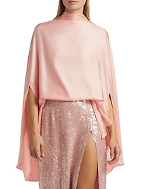 Oversized Silk Twill Cape Top