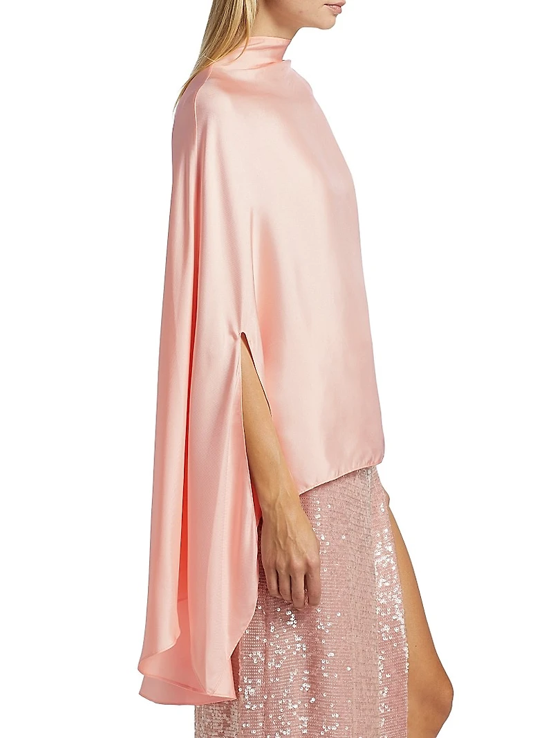Oversized Silk Twill Cape Top