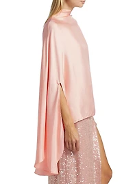Oversized Silk Twill Cape Top