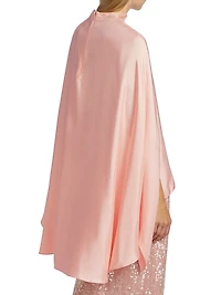 Oversized Silk Twill Cape Top