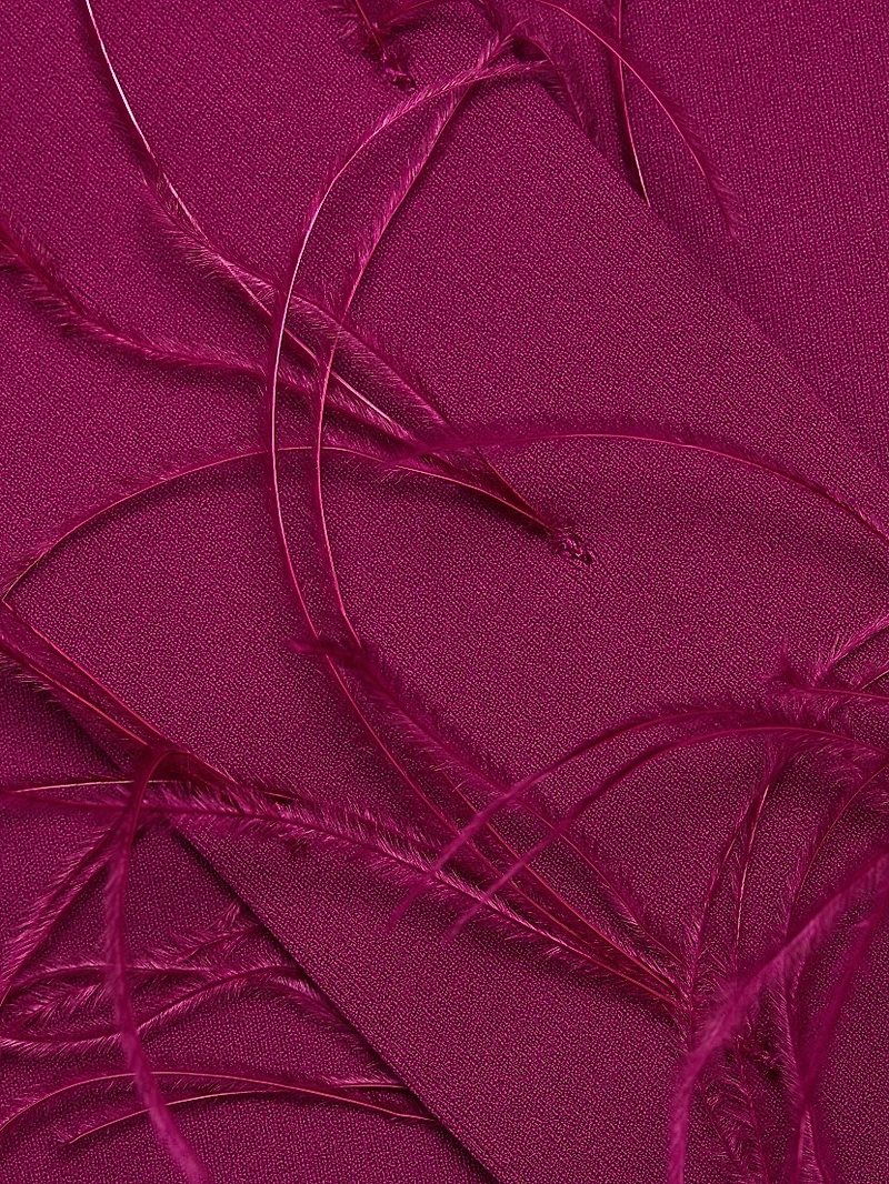 Feather-Trimmed Stretch Maxi-Dress