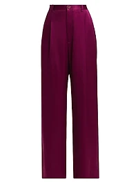 Relaxed Pleated Satin Pants