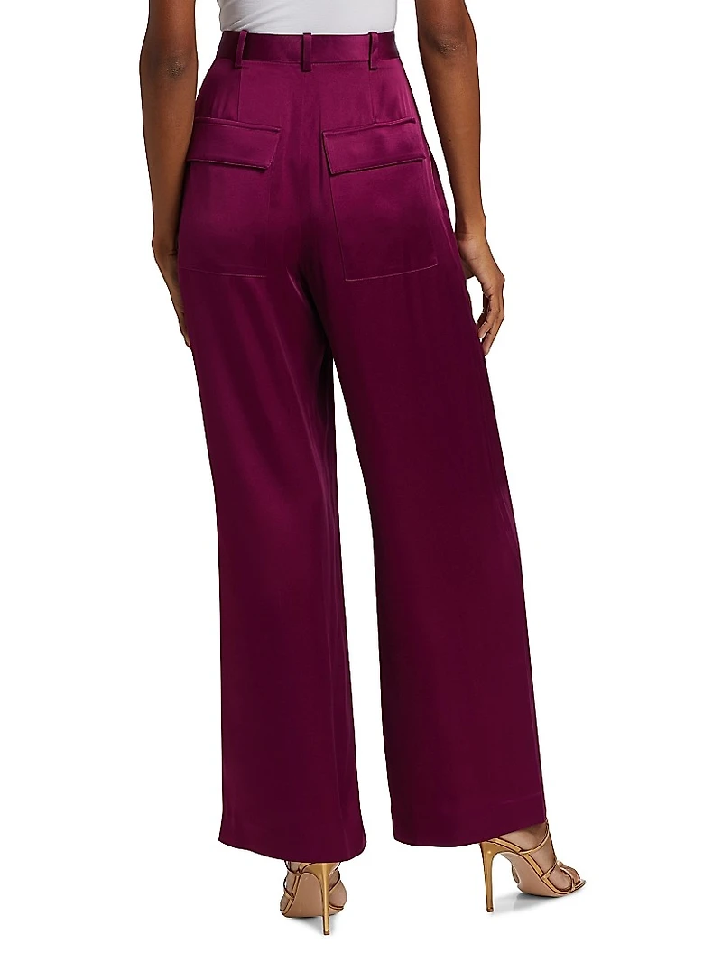 Relaxed Pleated Satin Pants
