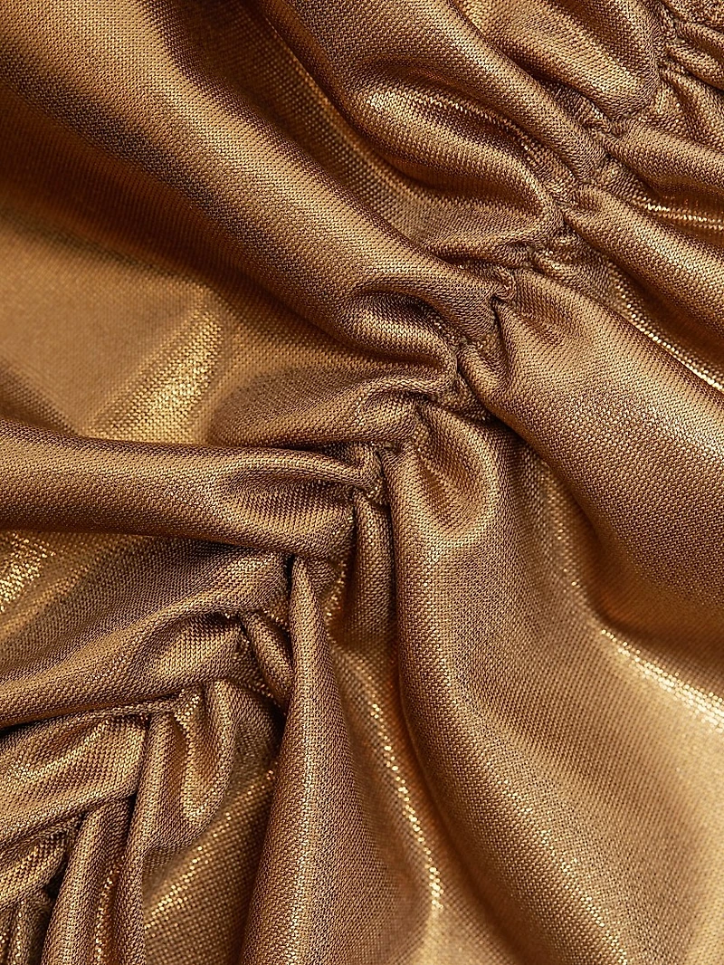 Coated Jersey Ruched Maxi Skirt