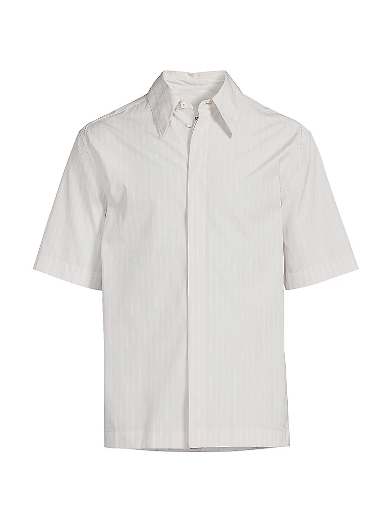 Striped Cotton Button-Front Short-Sleeve Shirt