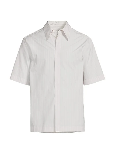 Striped Cotton Button-Front Short-Sleeve Shirt