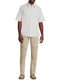 Striped Cotton Button-Front Short-Sleeve Shirt