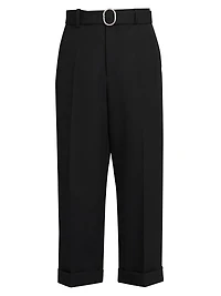 Wool Straight-Leg Crop Trousers